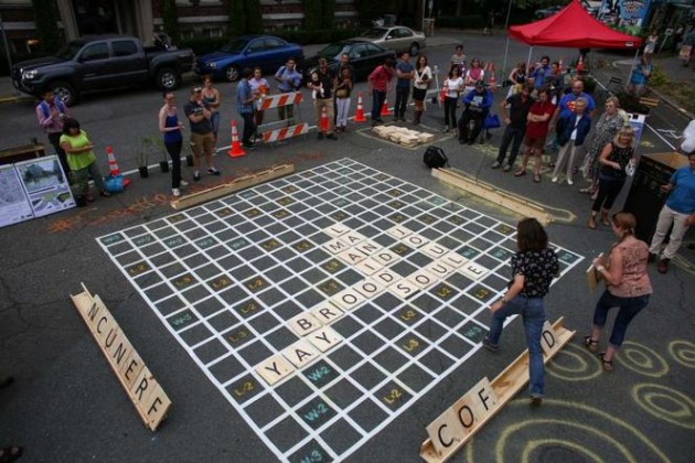 Homemade giant Scrabble.