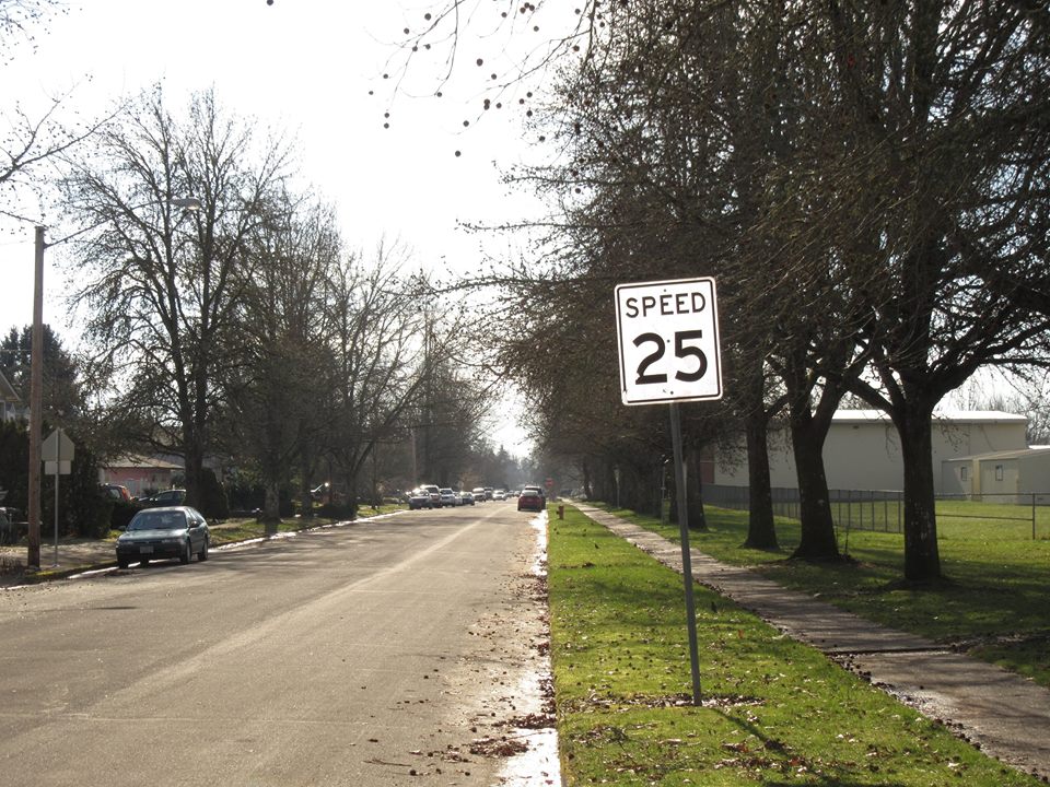 A 25 mph speed sign on 11th street