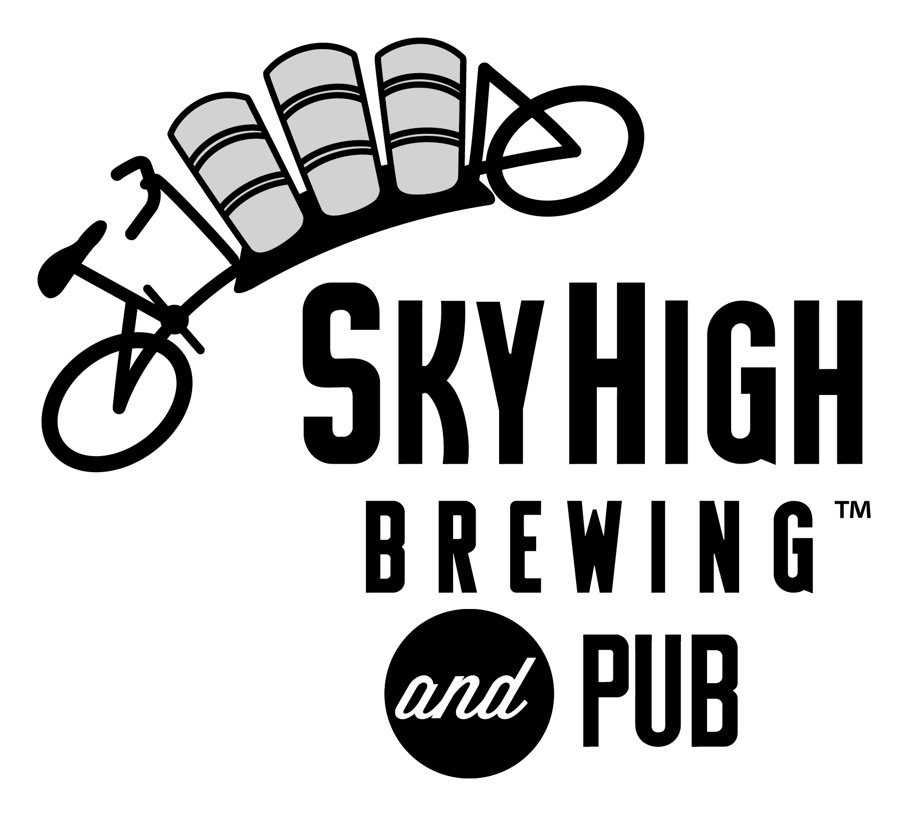 Black and white Sky High Brewing and Pub logo