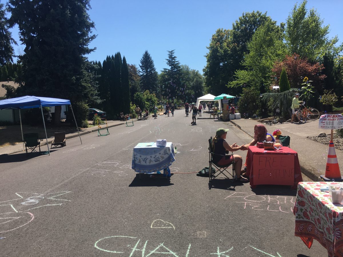 Fortune teller station on the street.