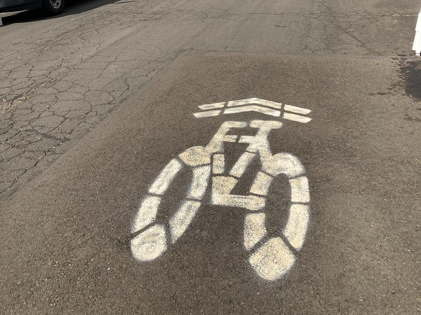 A temporary shared road marking