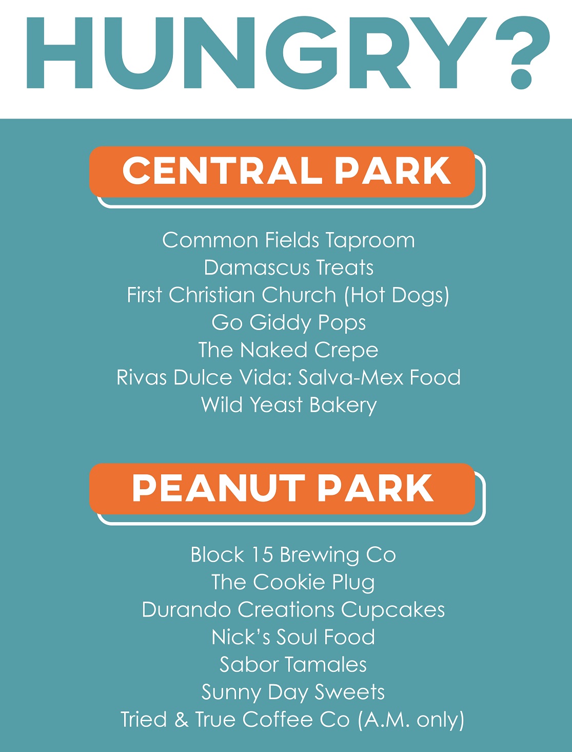 Food Vendors at each park