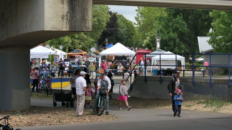 kate park with booths in the background