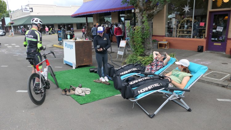 People recline at the Misogi booth